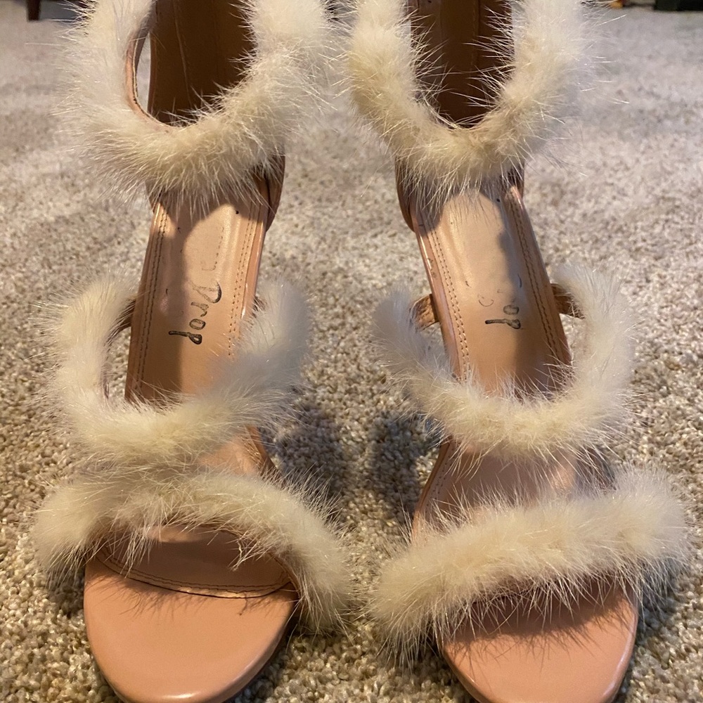 nude fur heels
